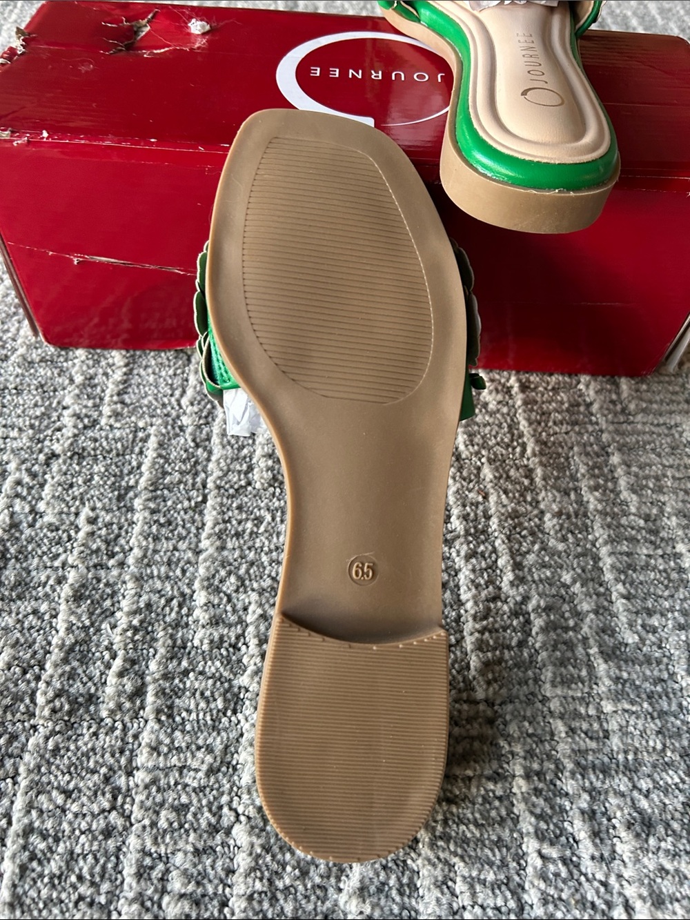 Journee AZALEA SLIP ON SANDALS Green 6.5 - Picture 6 of 6